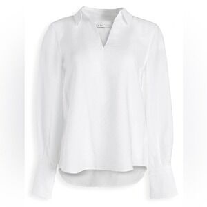 baldwin White V-Neck Long Sleeve Blouse
